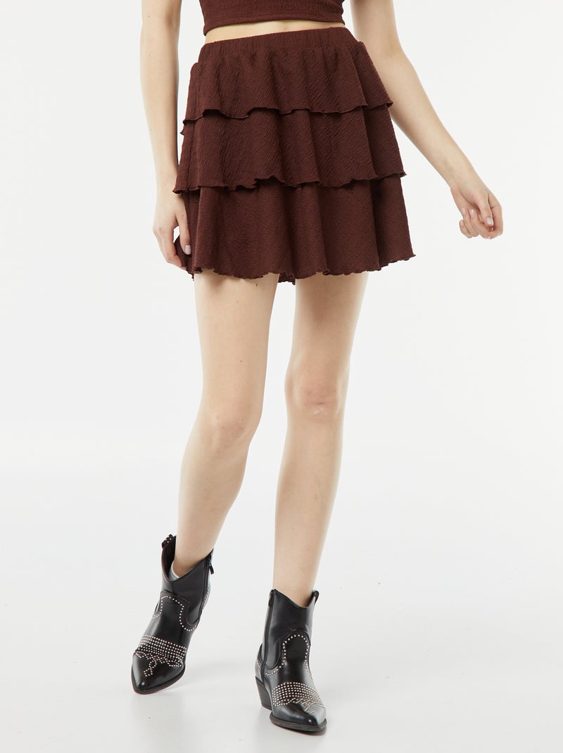 Gonna pantalone corta in tessuto goffrato MARRONE - Kiabi