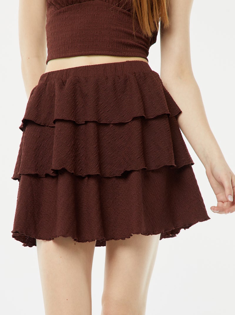 Gonna pantalone corta in tessuto goffrato MARRONE - Kiabi