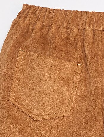 Gonna pantalone corta tinta unita in finto camoscio