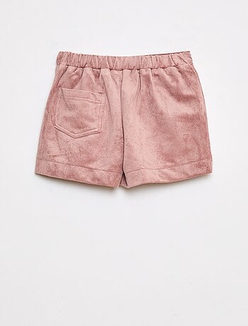 Gonna pantalone corta tinta unita in finto camoscio