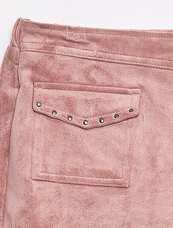Gonna pantalone corta tinta unita in finto camoscio
