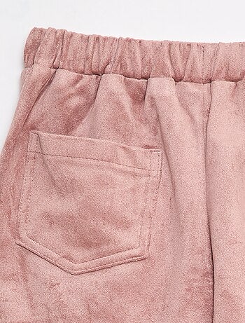 Gonna pantalone corta tinta unita in finto camoscio