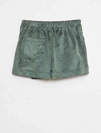Gonna pantalone corta tinta unita in finto camoscio