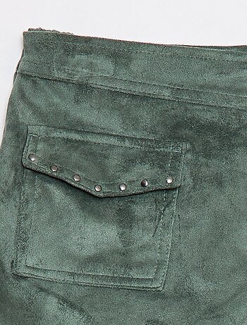 Gonna pantalone corta tinta unita in finto camoscio