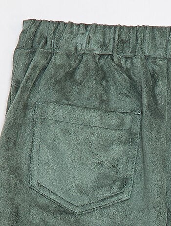 Gonna pantalone corta tinta unita in finto camoscio