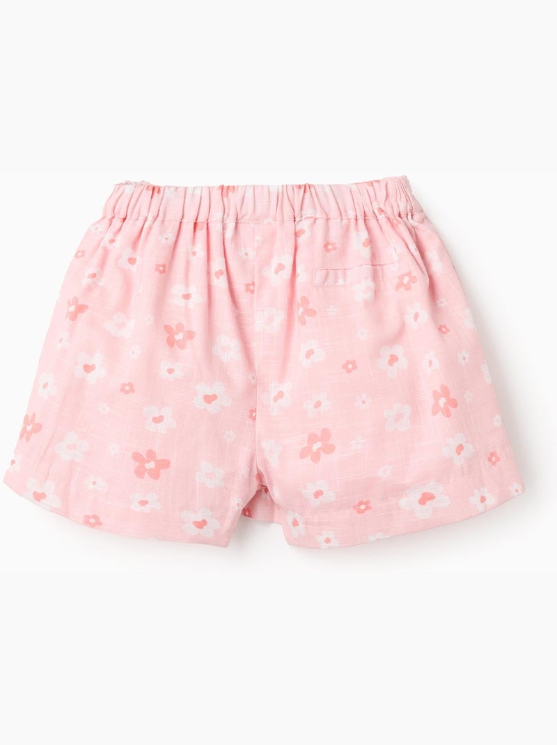 Gonna pantalone in cotone con motivo floreale e fiocco Rosa chiaro - Kiabi