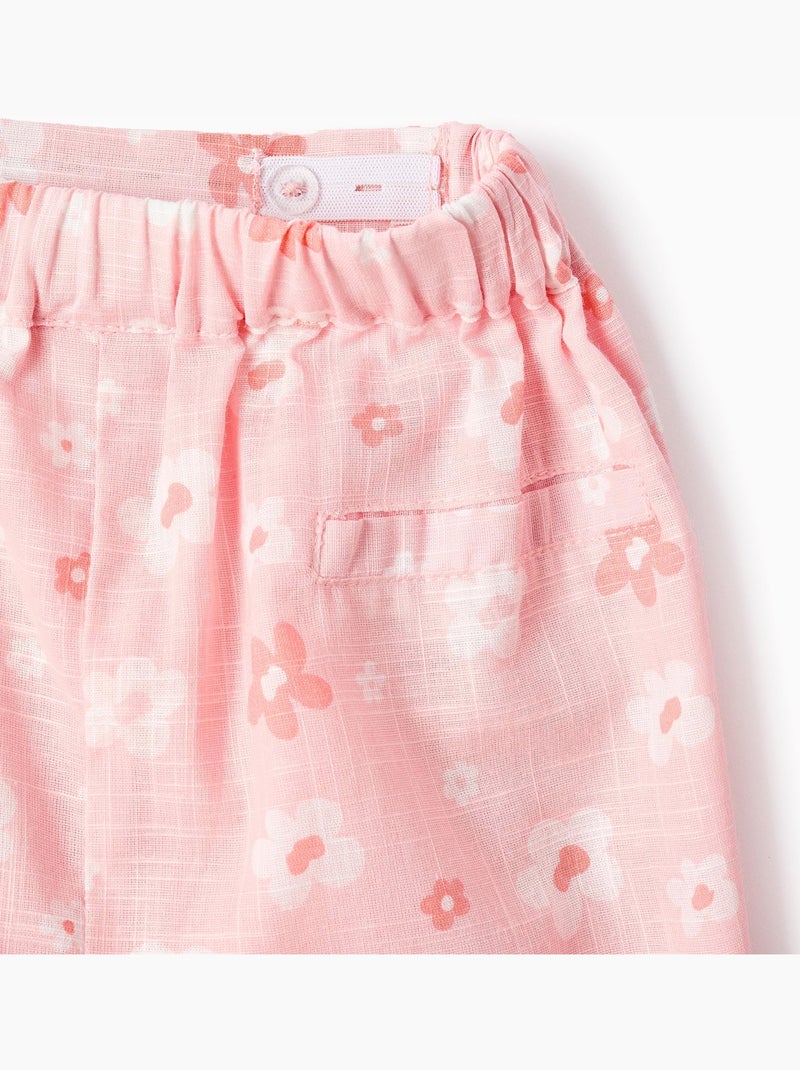 Gonna pantalone in cotone con motivo floreale e fiocco Rosa chiaro - Kiabi