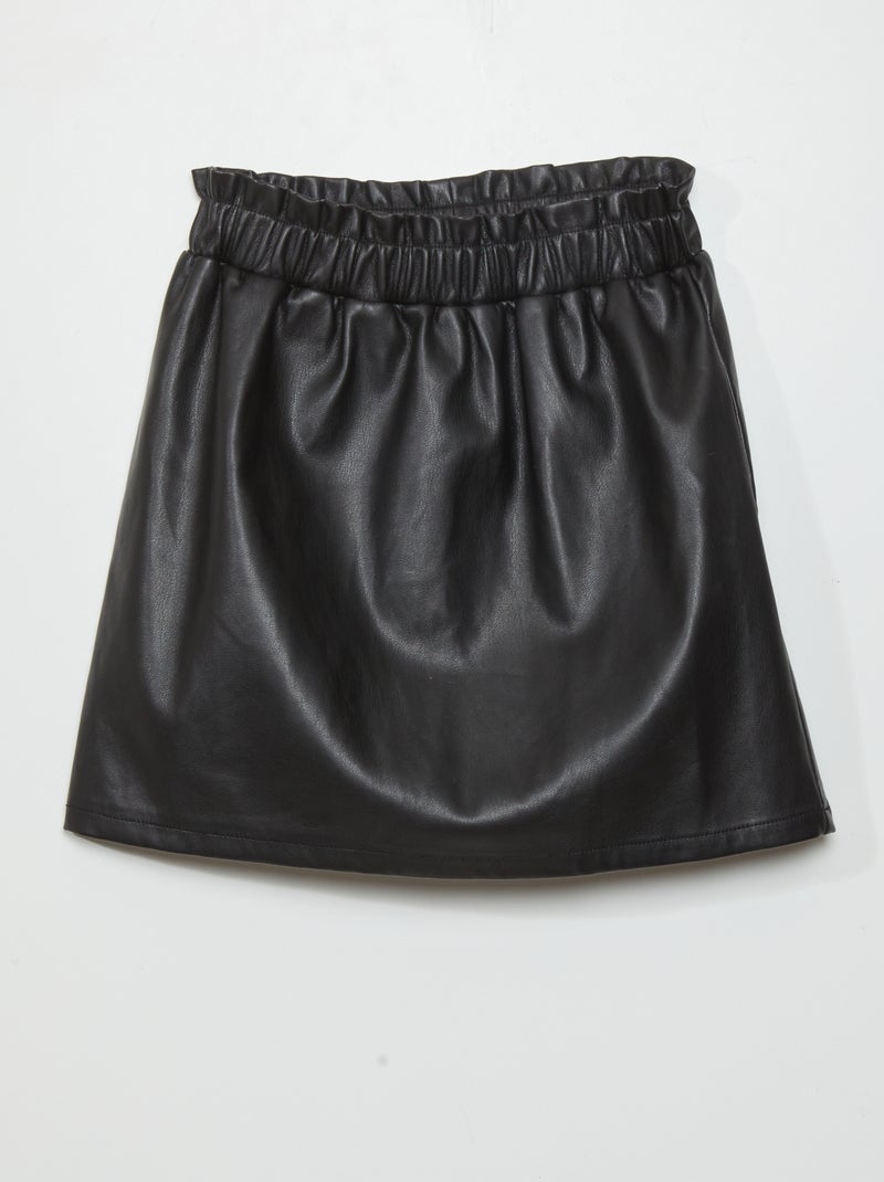 Gonna paper bag in similpelle nero - Kiabi