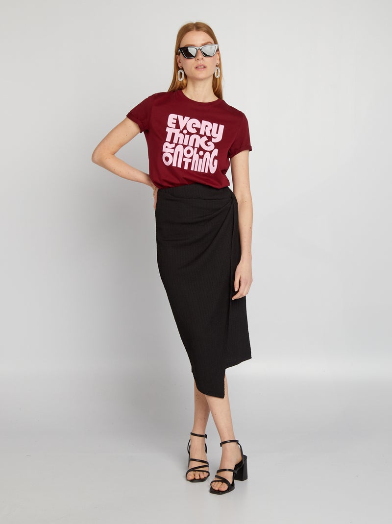 Gonna pareo in maglia goffrata nero - Kiabi