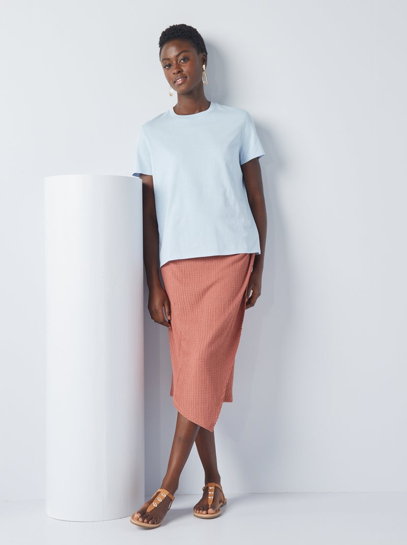 Gonna pareo in maglia goffrata ROSA - Kiabi