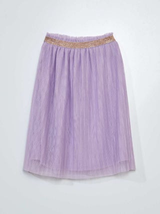 Gonna plissettata in tulle con cintura con paillettes