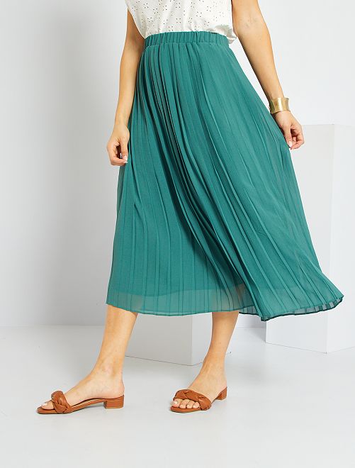 Gonna plissettata lunghezza midi - verde scuro - Kiabi - 18.00€
