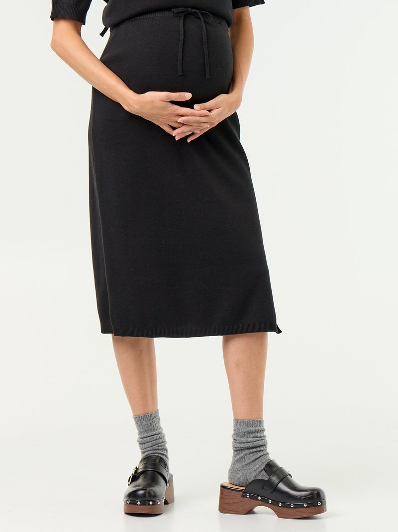 Gonna premaman in maglia con spacco Nero - Kiabi