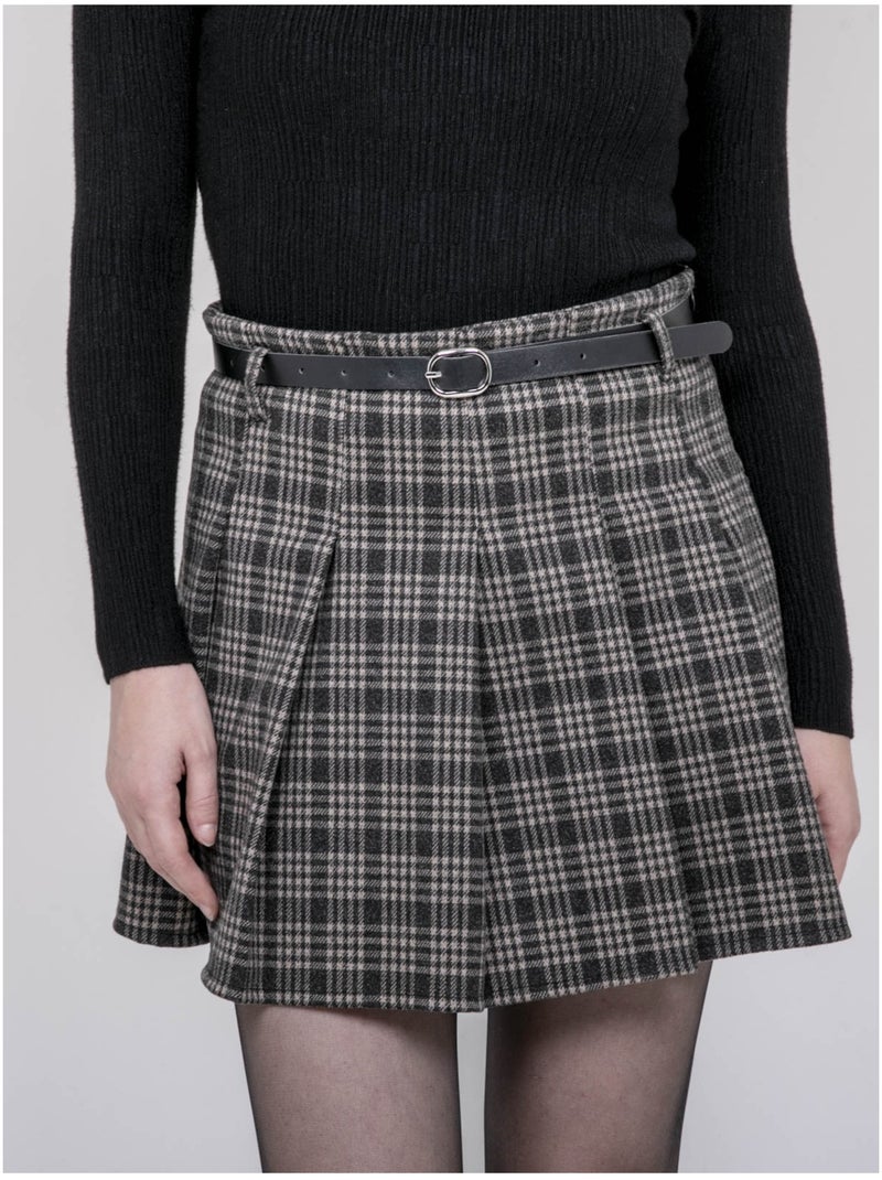 Gonna-short plissettata a quadri XOMELLE Marrone - Kiabi