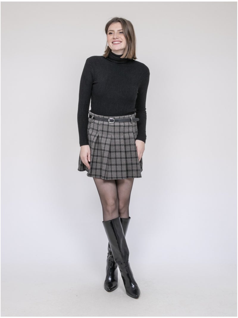 Gonna-short plissettata a quadri XOMELLE Marrone - Kiabi