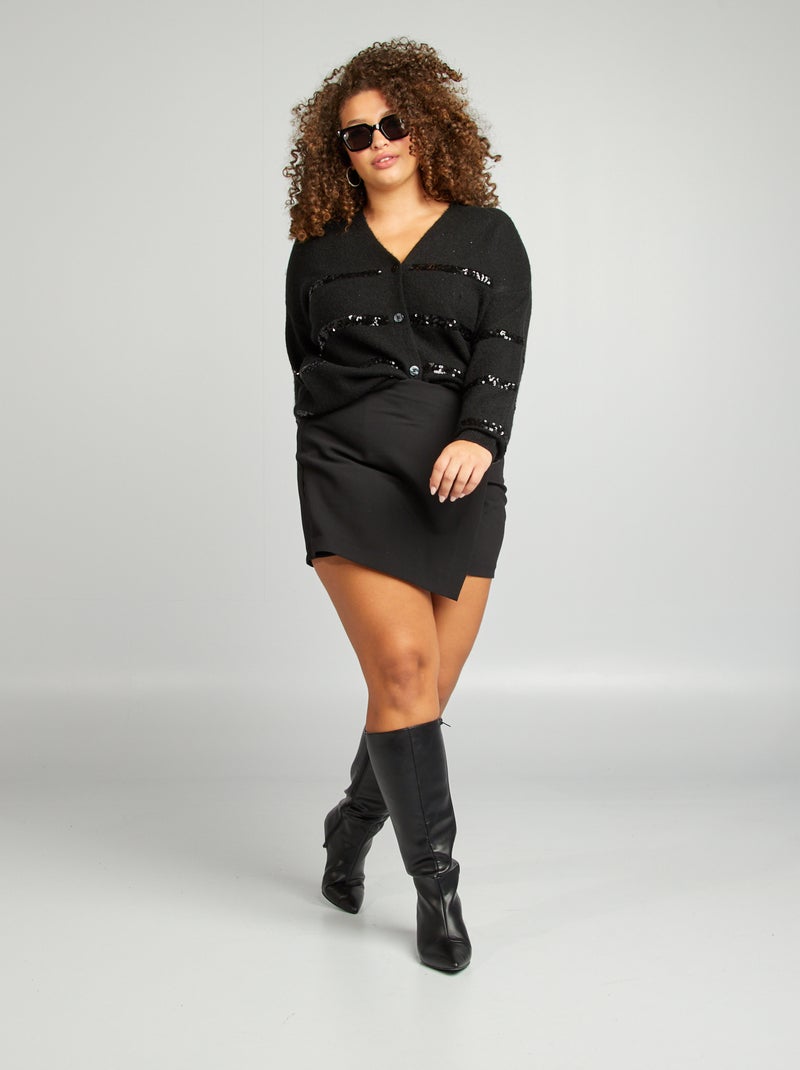 Gonna shorts con bottone gioiello nero - Kiabi