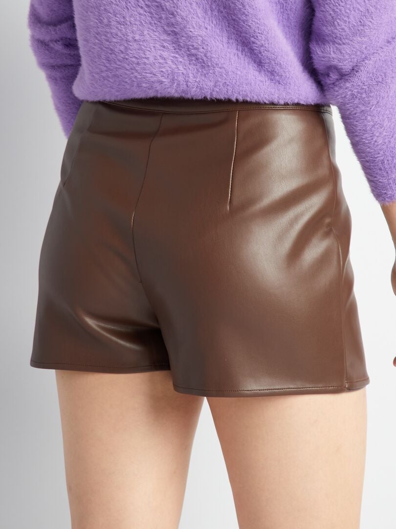 Gonna shorts in similpelle Marrone - Kiabi