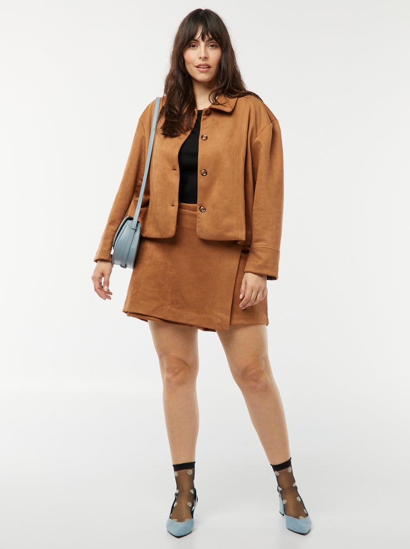 Gonna shorts vita alta en finto camoscio MARRONE - Kiabi