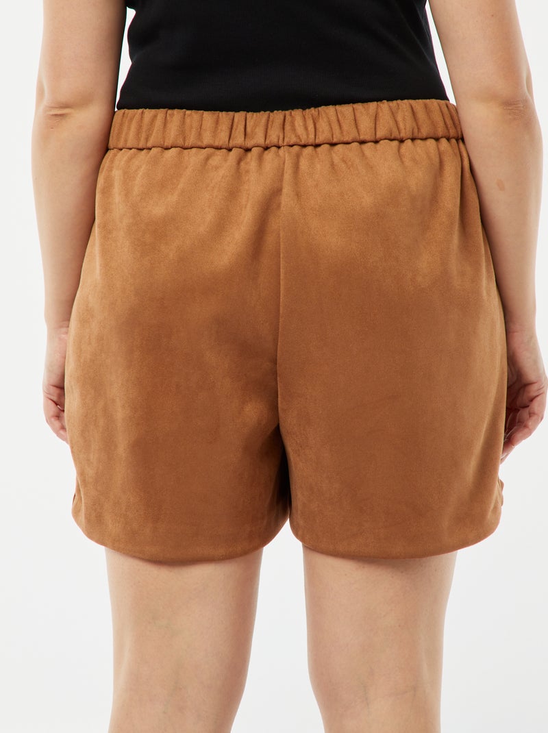 Gonna shorts vita alta en finto camoscio MARRONE - Kiabi