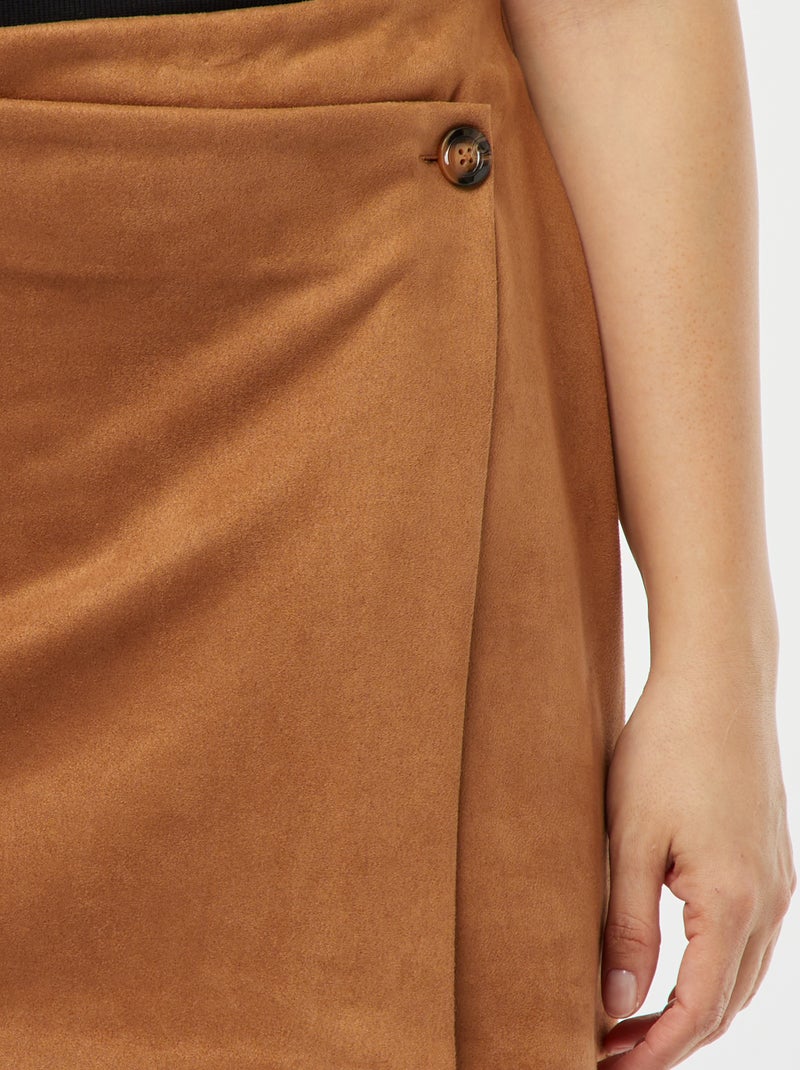 Gonna shorts vita alta en finto camoscio MARRONE - Kiabi