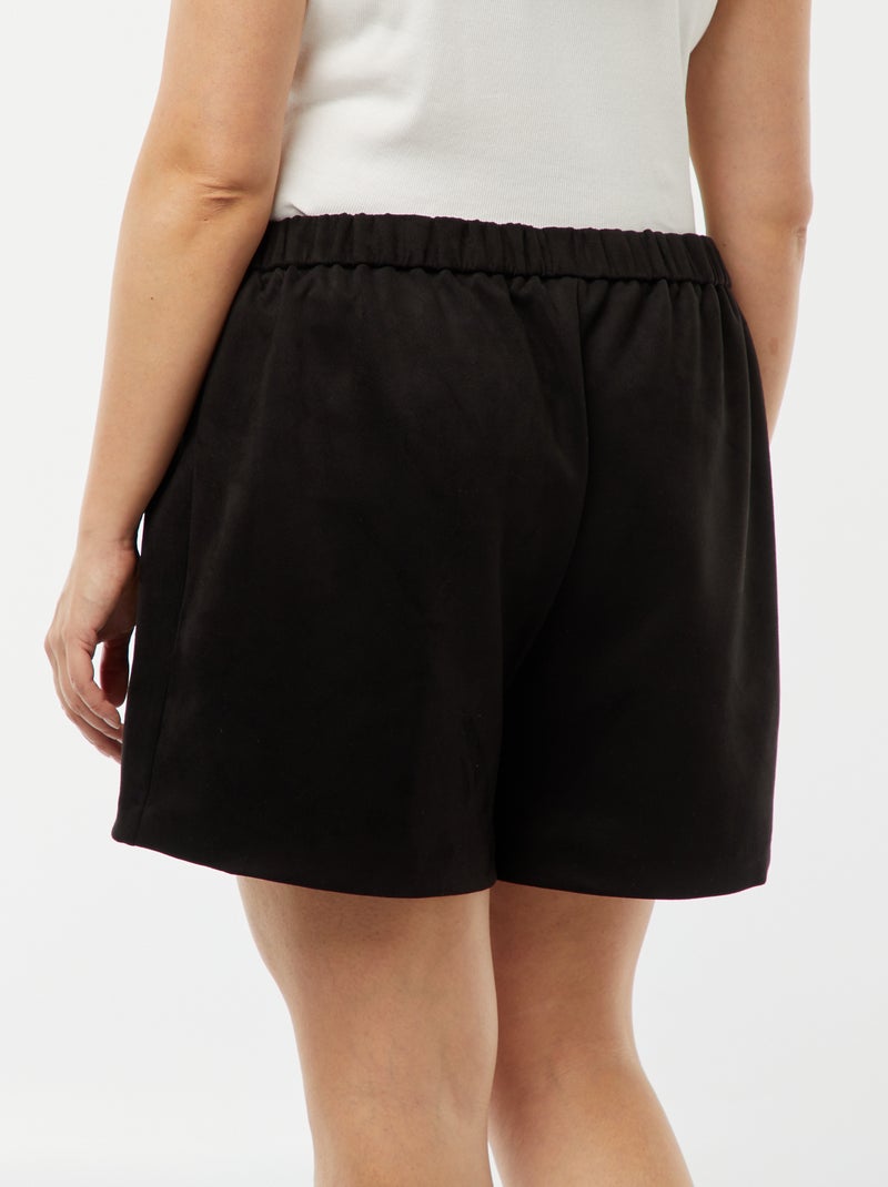 Gonna shorts vita alta en finto camoscio nero - Kiabi