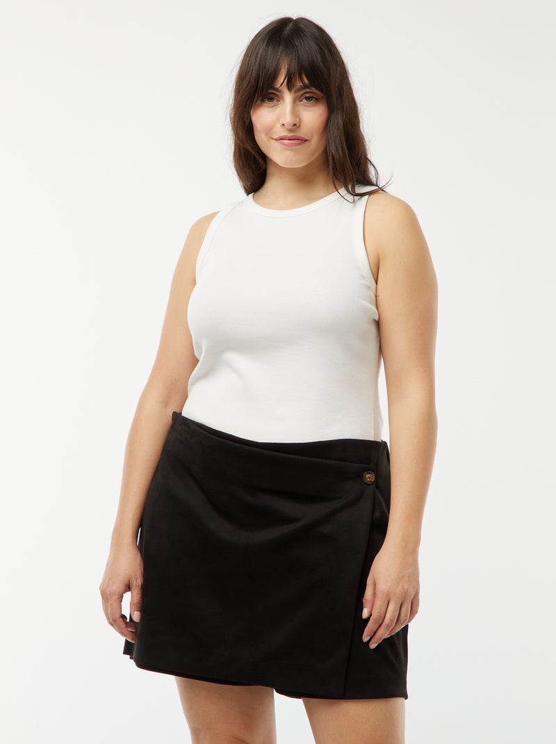 Gonna shorts vita alta en finto camoscio nero - Kiabi