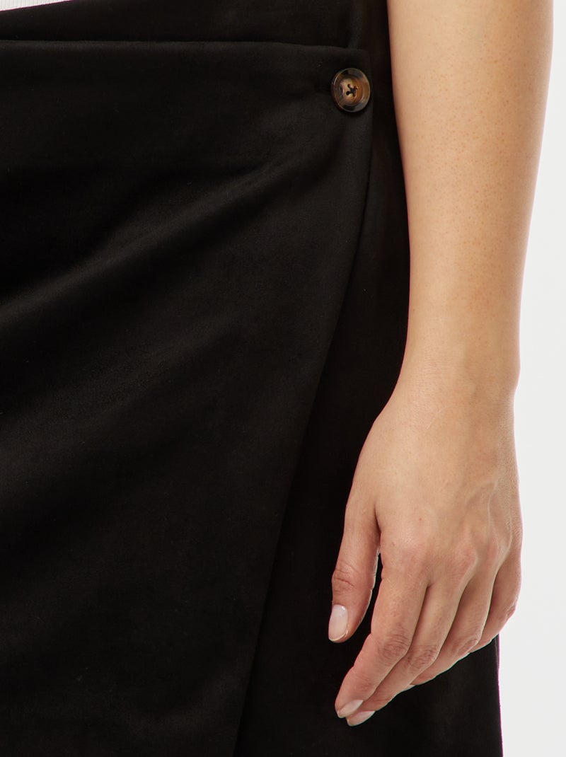 Gonna shorts vita alta en finto camoscio nero - Kiabi