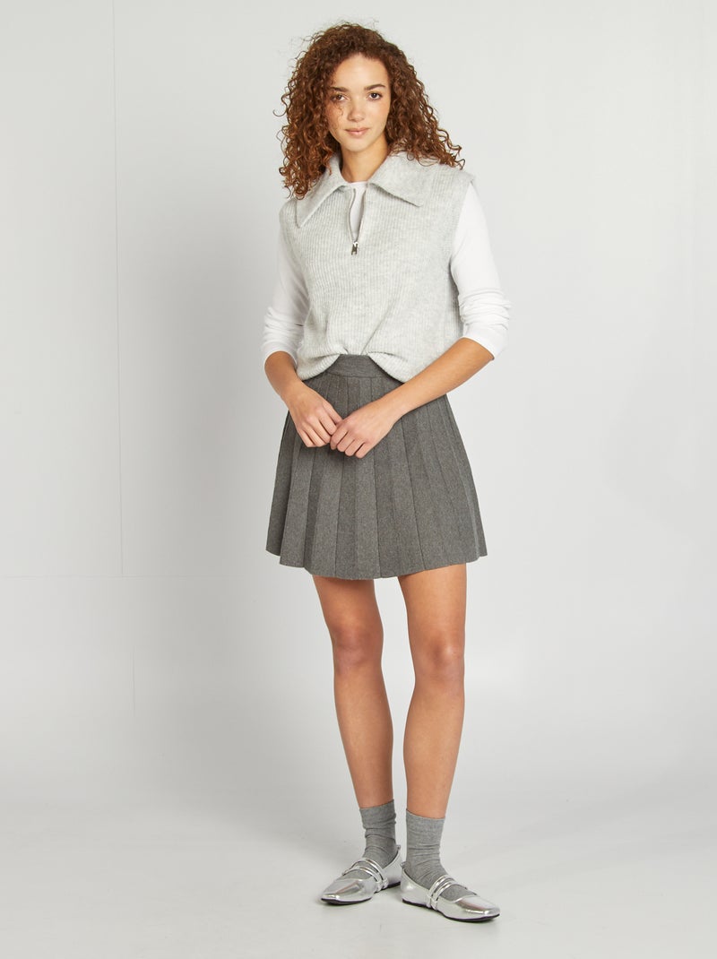 Gonna svasata in maglia plissettata GRIGIO - Kiabi