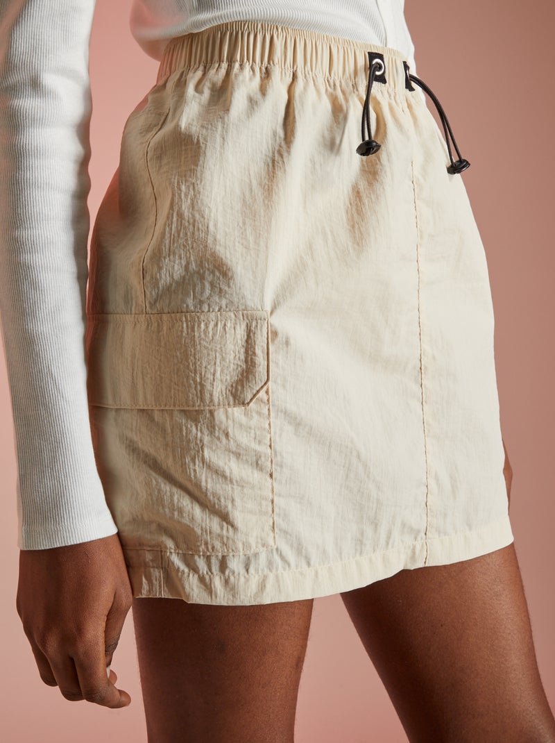 Gonna tinta unita in tela parachute BEIGE - Kiabi