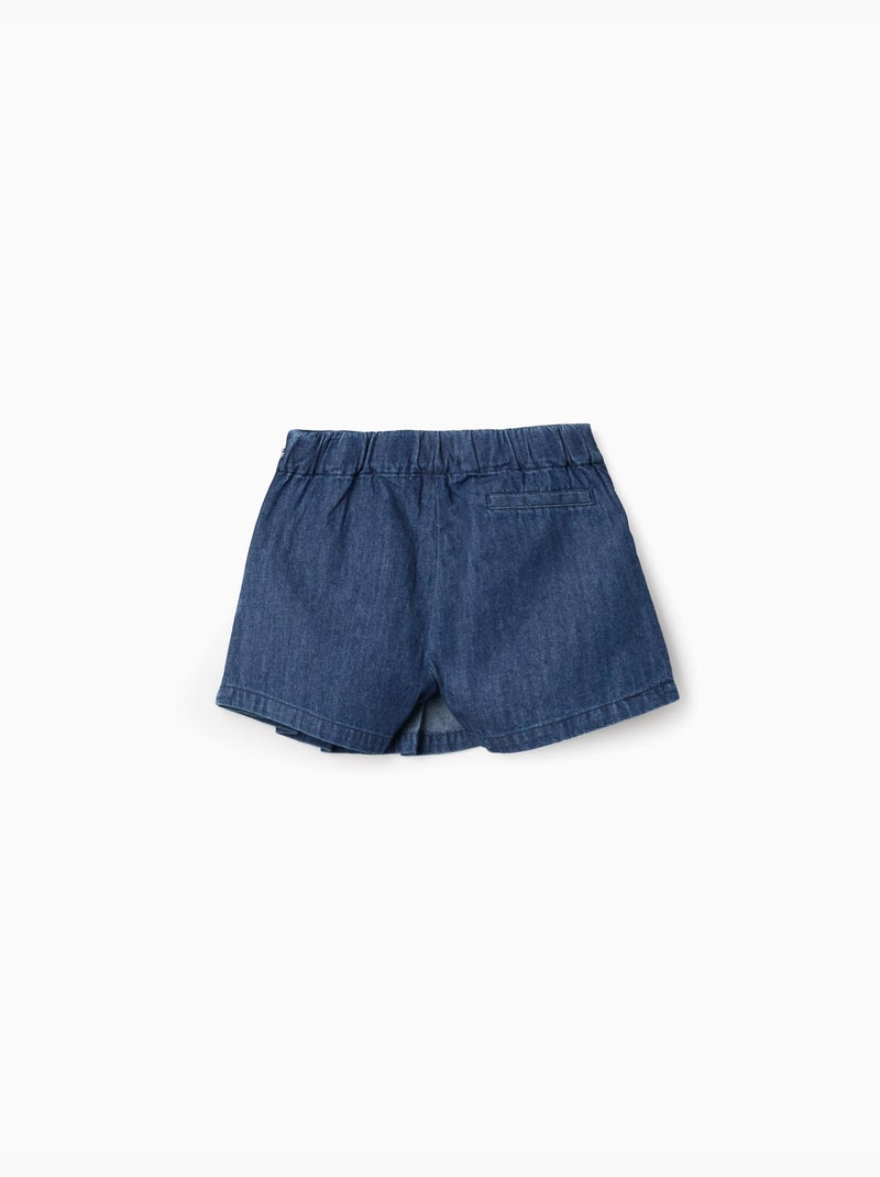 Gonnellina in denim con pieghe frontali Blu scuro - Kiabi