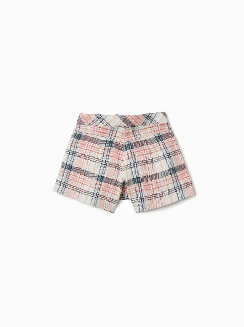 Gonnellina in twill di cotone con motivo a quadri Bianco - Kiabi