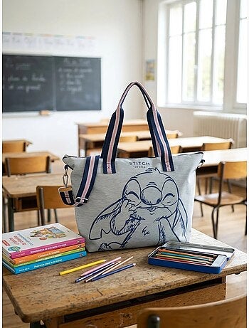 Grande borsa cabas tracolla removibile stitch disney