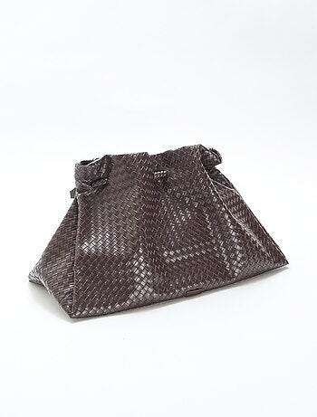 Grande borsa in similpelle effetto intrecciato