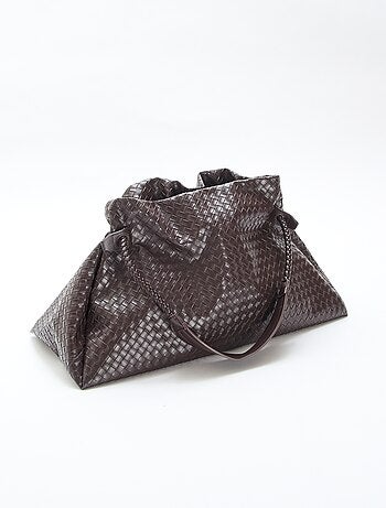 Grande borsa in similpelle effetto intrecciato
