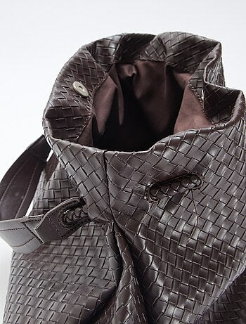 Grande borsa in similpelle effetto intrecciato