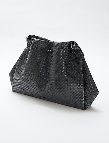 Grande borsa in similpelle effetto intrecciato