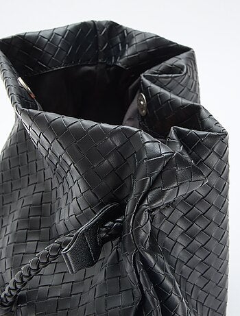 Grande borsa in similpelle effetto intrecciato