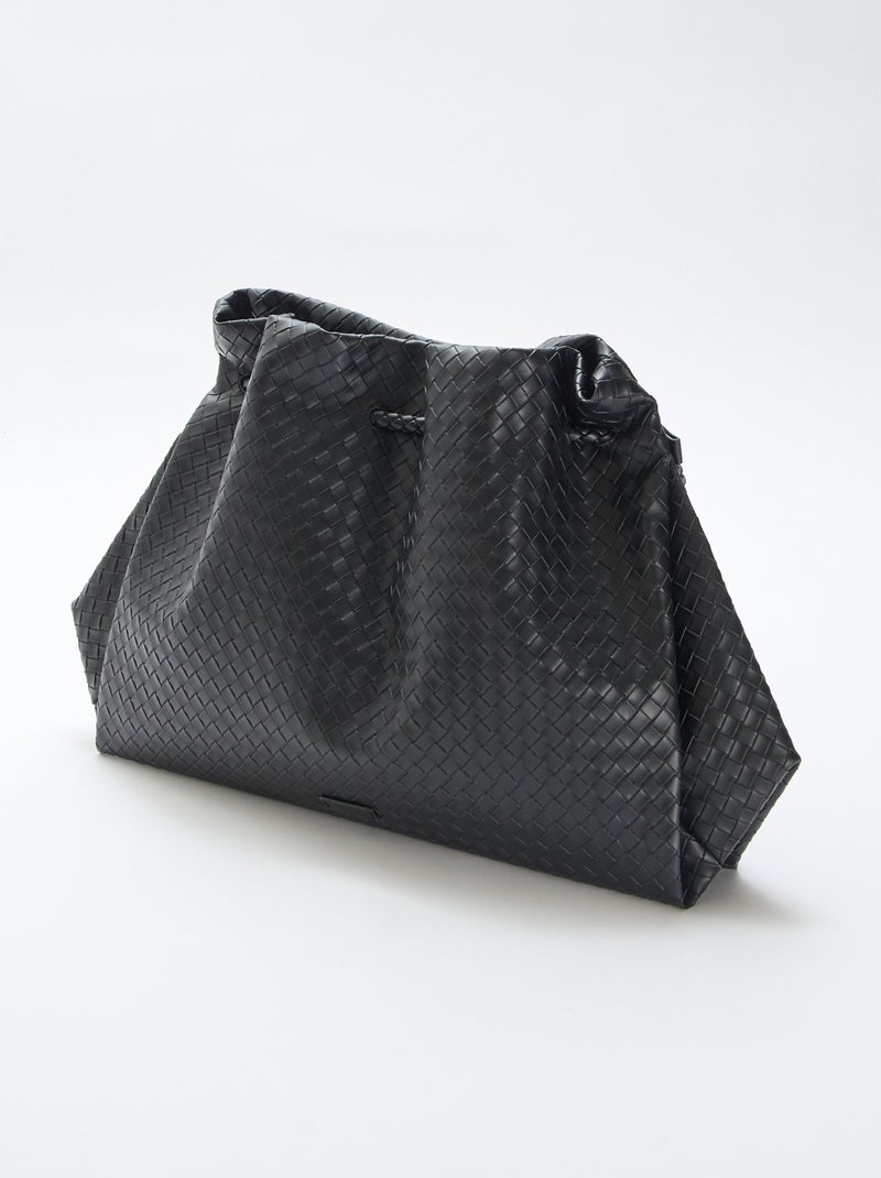 Grande borsa in similpelle effetto intrecciato Nero - Kiabi