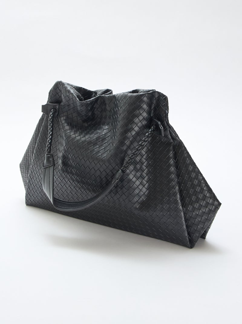 Grande borsa in similpelle effetto intrecciato Nero - Kiabi