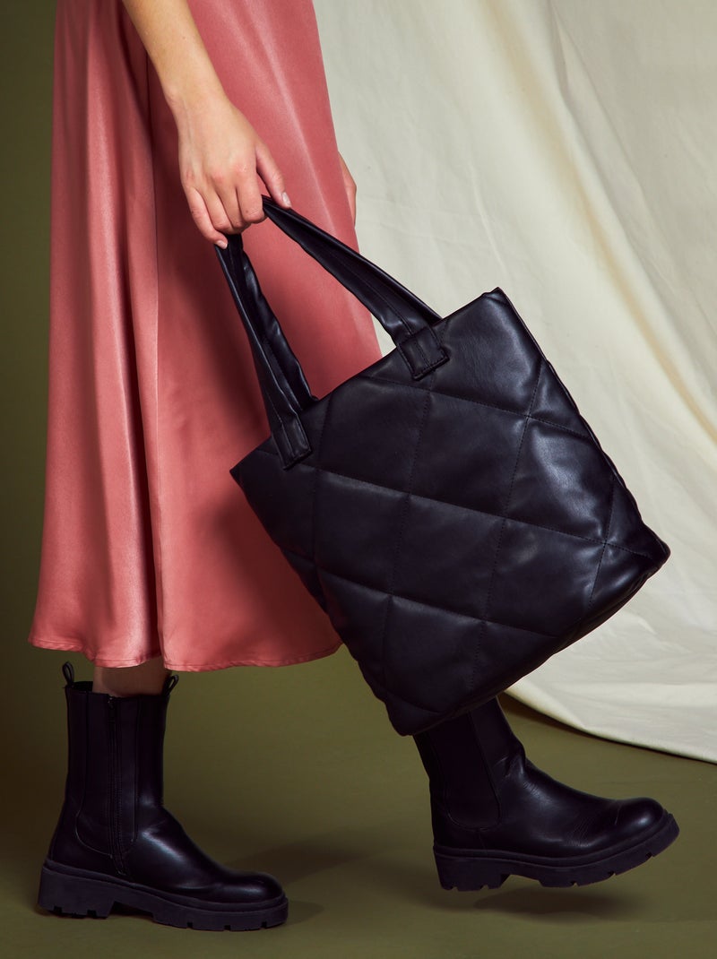 Grande borsa in similpelle trapuntata NERO - Kiabi