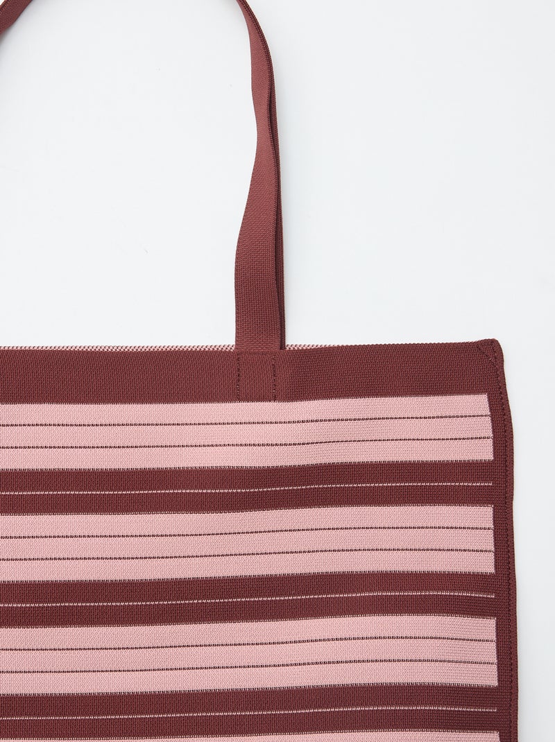 Grande borsa shopper a righe Rosa - Kiabi