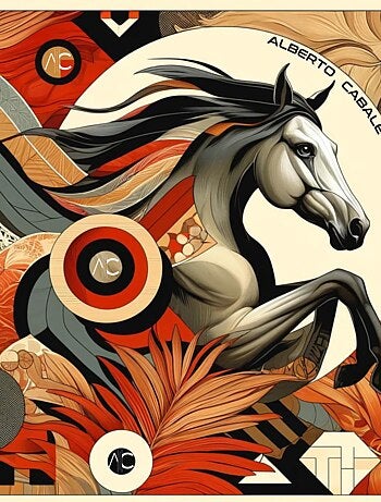 Grande carré di seta Fire Horse Zoe
