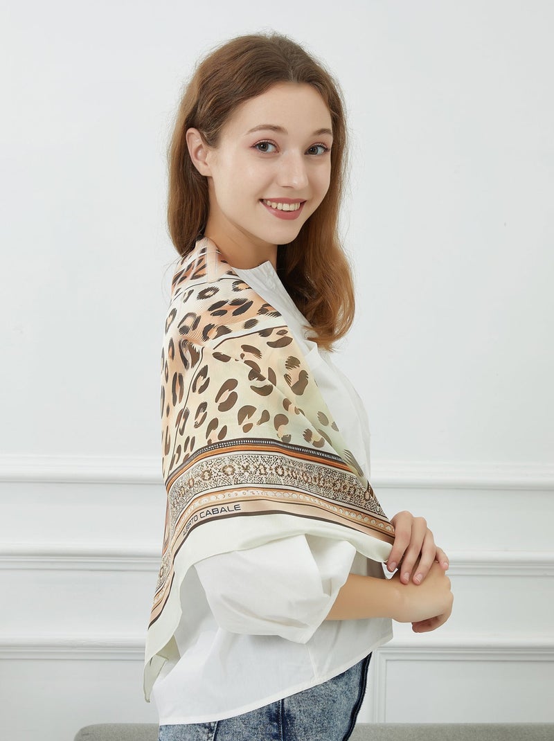 Grande carré di seta Original Leopard Zoe Rosa - Kiabi