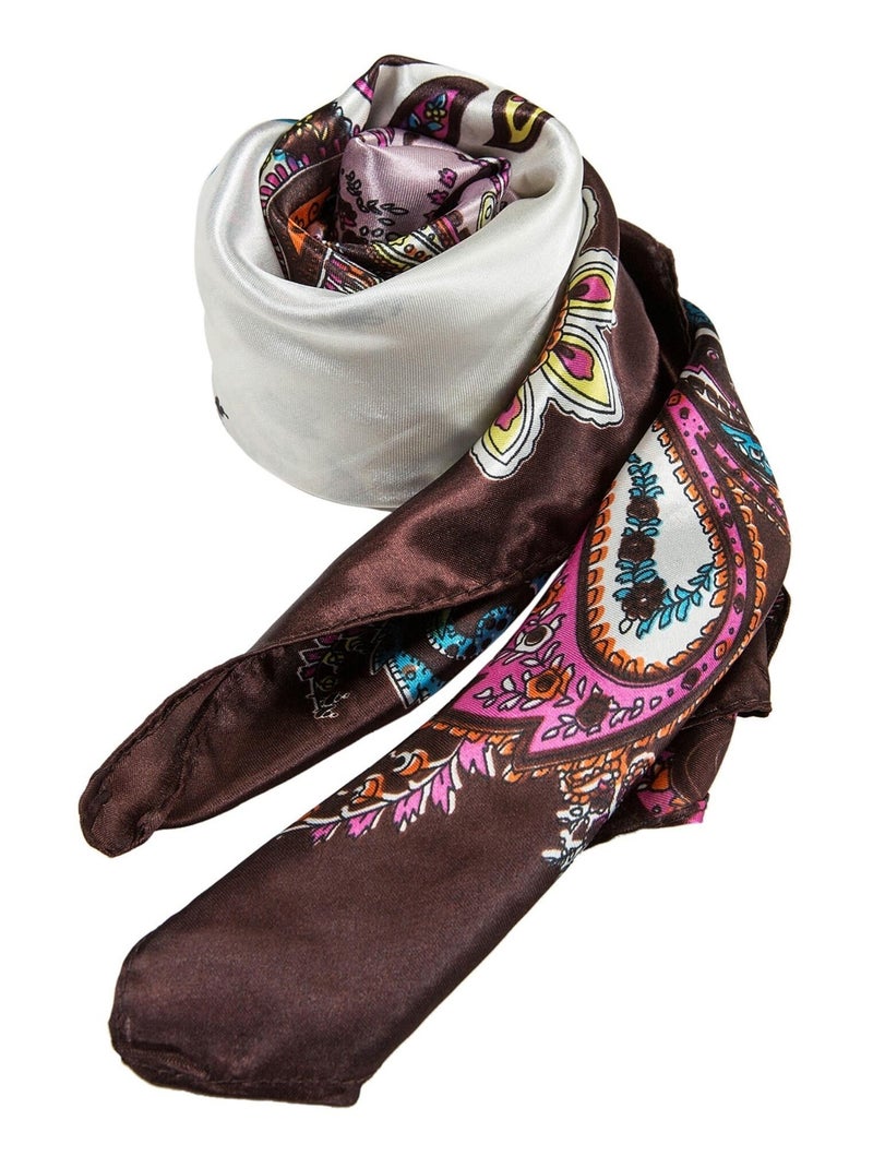 Grande carré di seta Purple white Zoe Marrone cioccolato - Kiabi