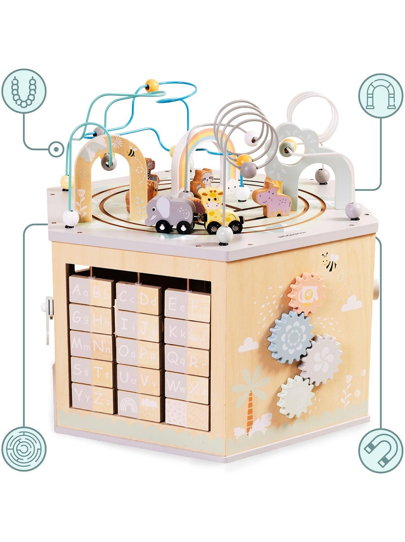 Grande cubo multiatività in legno montessori treno alfabeto mamabrum N/D - Kiabi
