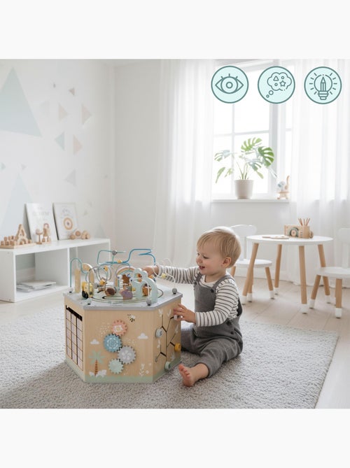 Grande cubo multiatività in legno montessori treno alfabeto mamabrum - Kiabi