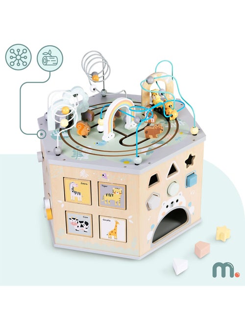 Grande cubo multiatività in legno montessori treno alfabeto mamabrum - Kiabi