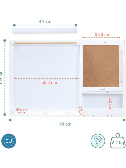 Grande lavagna parete bambini 90x60cm magnetica rotolo carta sughero mamabrum - Kiabi