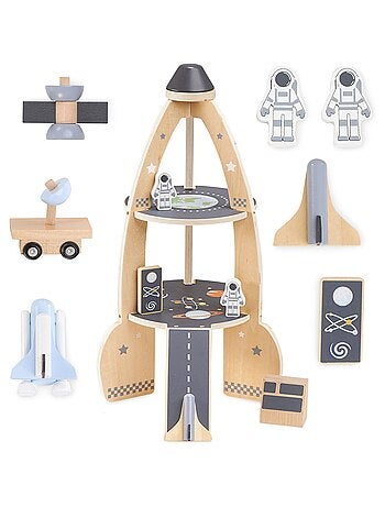 Grande razzo spaziale legno con garage e accessori Mamabrum