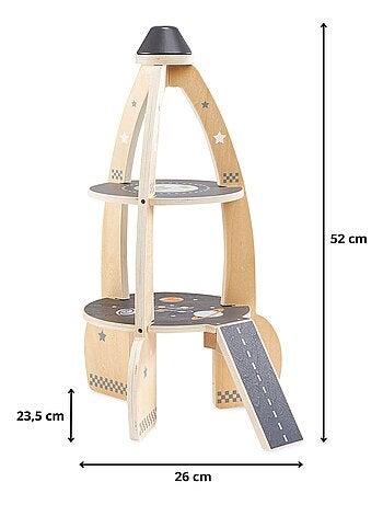 Grande razzo spaziale legno con garage e accessori Mamabrum